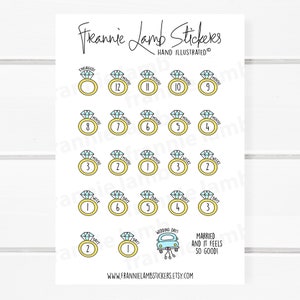 Wedding Countdown Stickers 1/2 each, Wedding Planner Stickers, Wedding Stickers for Calendars, Planners, Scrapbooks, Crafts and more image 2