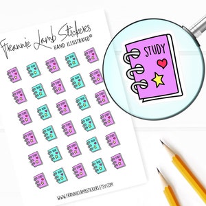 Pegatinas de lectura y estudio (1/2" cada una), pegatinas de planificador, pegatinas de recordatorio de escuela y estudio para planificadores y calendarios