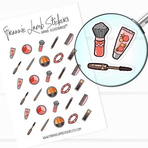 Autocollants de maquillage variés (1/2 po. chacun), autocollants cosmétiques, autocollants beauté et maquillage pour calendriers, agendas, albums de coupures, travaux manuels et plus