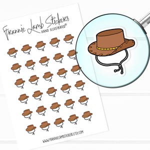 Adesivos de chapéu de cowboy (1/2" cada), adesivos para planejadores, adesivos decorativos, adesivos para calendários, planejadores, álbuns de recortes, artesanatos e muito mais