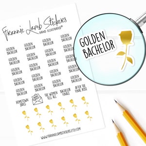 Limited Edition Golden Bachelor Aufkleber (je 2,5 cm), Goldfolien Rose Aufkleber, Bachelor Nation Aufkleber für Kalender, Planer und mehr