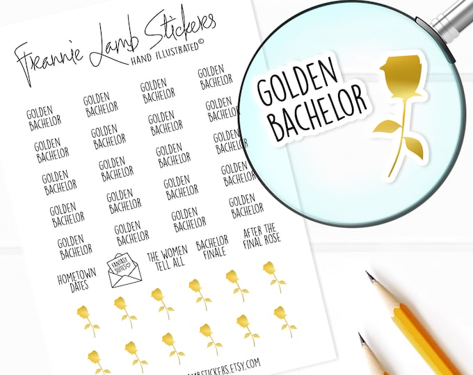 Limited Edition Golden Bachelor Stickers (1/2" each), Gold Foil Rose Sticker, Bachelor Nation Stickers for Calendars, Planners and more