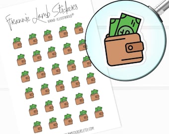 Wallet Stickers (1/2" each), Save Money Planner Stickers for Calendars, Planners, Scrapbooks, Crafts and more