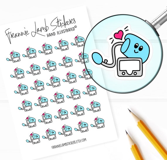 Blood Pressure Monitor Planner Stickers heartbeat tracker calendar condren