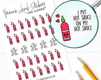 Hot Sauce Stickers (1/2" each), Planner Stickers, Food Stickers for Calendars, Planners, Scrapbooks, Crafts and more