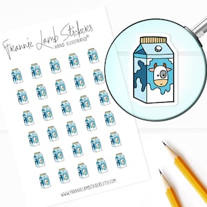 Milk Carton Stickers (1/2" each), Planner Stickers, Decorative Stickers, Drink Stickers for Calendars, Planners, Scrapbooks, Crafts and more