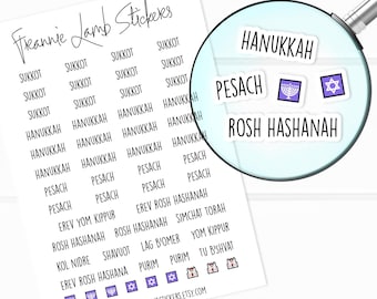 Pegatinas para planificadores de festividades judías, pegatinas recordatorias de festividades para planificadores, calendarios y más, opciones de papel disponibles