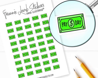 Payday Stickers (1/2&quot; each), Planner Stickers, Money Stickers for Calendars, Planners, Scrapbooks, Crafts and more