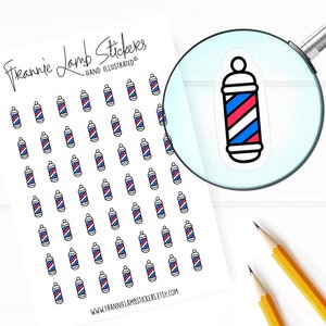49 Clear Planner Stickers (1/2&quot; each), Barber Planner Stickers, Haircut and Barber Shop Stickers for Planners and Calendars and more
