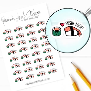 Sushi Stickers (1/2" each), Sushi Planner Stickers, Food and Drink Stickers for Calendars, Planners, Scrapbooks, Crafts and more