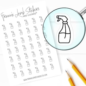 42 Clear Planner Stickers (1/2&quot; each), Glass Cleaner Planner Stickers, Cleaning and Chore Stickers for Planners, Calendars and more