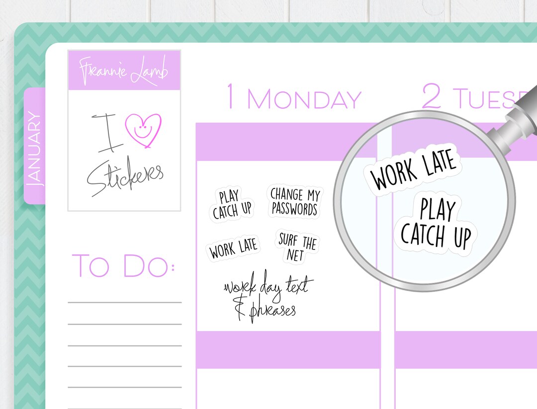 Workload Word Sticker Work and Office Text Stickers, Clear or White Matte Sticker Paper ...