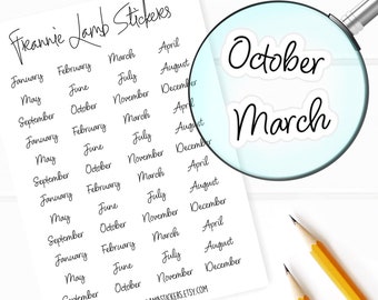 Months Planner Stickers, Labels for Planners, Calendars and More, Color and Paper Options Available