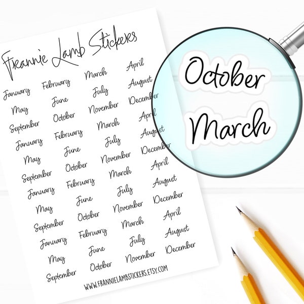 Months Planner Stickers, Labels for Planners, Calendars and More, Color and Paper Options Available