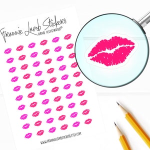 60 Clear Planner Stickers (1/2&quot; each), Kiss Planner Stickers, Beauty and Lip Stickers for Planners and Calendars and more