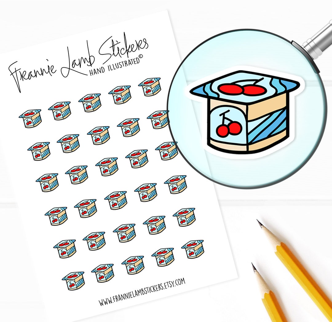 Yogurt Stickers 1/2 Each, Planner Stickers, Decorative Stickers, Food