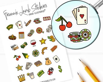 Vegas Stickers (1/2" each), Planner Stickers, Vegas and Casino Stickers for Calendars, Planners and more