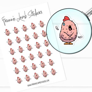 Lindas pegatinas de pollo desnudo (1/2" cada una), lindas pegatinas de personajes para calendarios, agendas, álbumes de recortes, manualidades y más