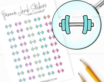 Weight Lifting Stickers (1/2" each), Fitness and Stickers for Planners, Calendars and more