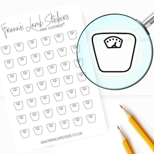 42 Clear Planner Stickers (1/2&quot; each), Scale Planner Stickers, Write-On Stickers, Fitness and Diet Stickers for Planners, Calendars and more
