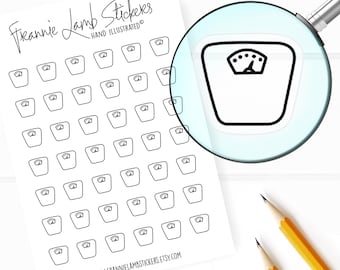 42 Clear Planner Stickers (1/2&quot; each), Scale Planner Stickers, Write-On Stickers, Fitness and Diet Stickers for Planners, Calendars and more