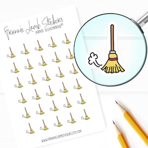 Adesivos de varredura (1/2 "cada), adesivos de planejador de vassoura, adesivos de varredura e tarefas para calendários, planejadores, álbuns de recortes, gráficos de tarefas, etc.