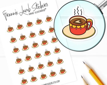 Pegatinas de tazas de café (1/2" cada una), pegatinas de planificador, pegatinas decorativas, pegatinas de bebidas para calendarios, planificadores, álbumes de recortes, manualidades y más