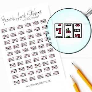 60 Clear Planner Stickers (1/2&quot; each), Slot Machine Stickers, Gambling and Gaming Stickers for Planners and Calendars and more