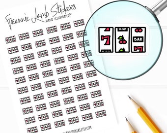 60 Clear Planner Stickers (1/2" each), Slot Machine Stickers, Gambling and Gaming Stickers for Planners and Calendars and more