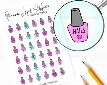 Pegatinas para esmalte de uñas (1/2" cada una), pegatinas para manicura y pedicura para calendarios, agendas, álbumes de recortes, manualidades y más.