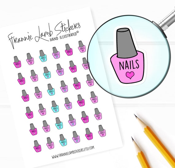 Nailpolish Stickers (1/2" each), Manicure and Pedicure Stickers for Calendars, Planners, Scrapbooks, Crafts and more