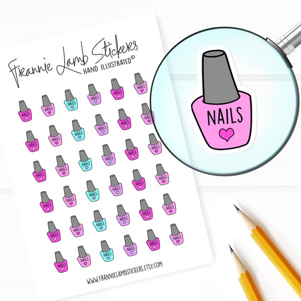 Nailpolish Stickers (1/2" each), Manicure and Pedicure Stickers for Calendars, Planners, Scrapbooks, Crafts and more