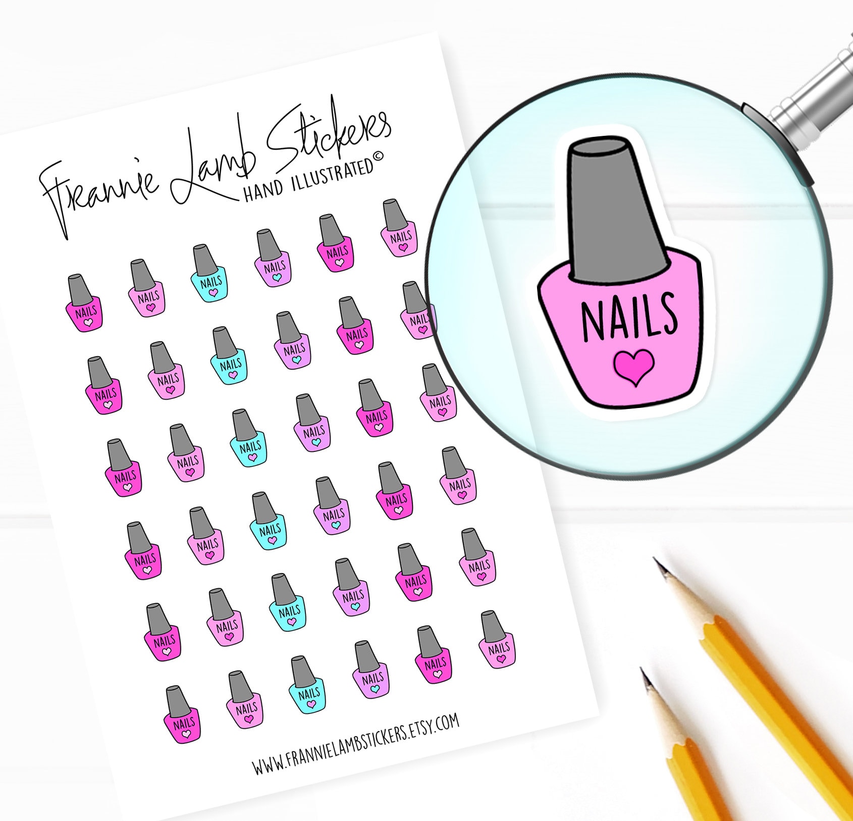 Planner sticker nail polish nails paint kawaii sweet filofax travellers notebook Happy Planner Hobonichi Kikki K Bullet Journal