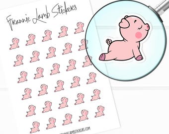 Yoga Pig Stickers (1/2" each), Planner Stickers, Cute Character Stickers for Calendars, Planners, Scrapbooks, Crafts etc.