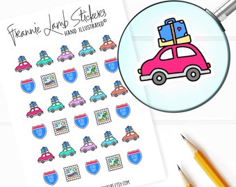 Road Trip Stickers (1/2" each), Planner Stickers, Travel and Vacation Stickers for Calendars, Planners, Scrapbook, Crafts and more