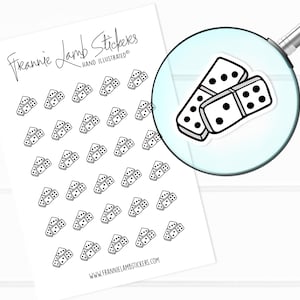 Autocollants Domino (1/2 po. chacun), autocollants pour agenda de jeu, autocollants pour calendriers, agendas, albums de coupures, travaux manuels et plus