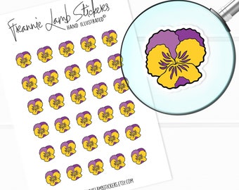 Pansy Flower Stickers (1/2" each), Planner Stickers, Spring Stickers, Seasonal Stickers for Calendars, Planners, Scrapbooks, Crafts and more