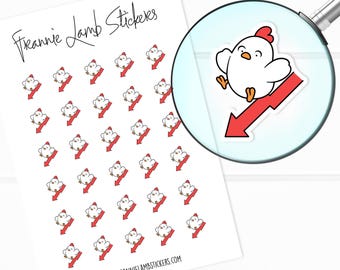Stocks Down Chicken Stickers (1/2" each), Cute Character Stickers for Calendars, Planners, Scrapbooks, Crafts, and more