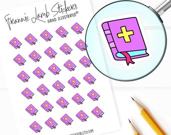 Bible Study Stickers (1/2&quot; each), Planner Stickers, Church and Bible Stickers for Calendars, Planners and more