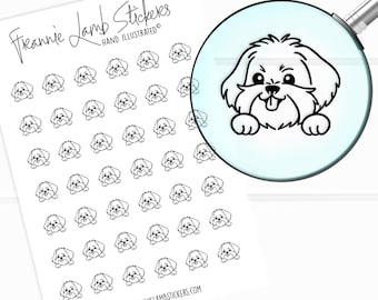 42 Clear Maltese Stickers (1/2" each), Maltipoo Stickers,  Pet and Dog Stickers for Planners, Calendars and more