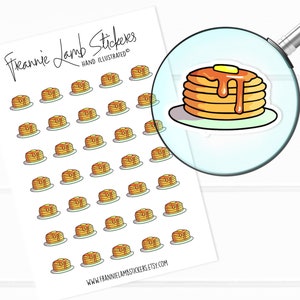 パンケーキステッカー（各1/2インチ）、朝食ステッカー、カレンダー、プランナー、スクラップブック、工芸品などに使える食品ステッカー