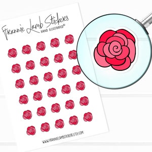 Pegatinas de flores de rosas (1/2" cada una), pegatinas de planificador, pegatinas de primavera, pegatinas de temporada para calendarios, planificadores, álbumes de recortes, manualidades y más