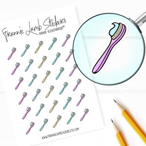 Adesivos de escova de dentes (1/2 "cada), adesivos de beleza e cabelo para calendários, planejadores, álbuns de recortes, artesanato e muito mais