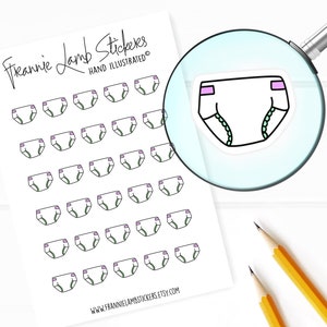 Pegatinas de pañales (1/2" cada una), pegatinas de planificador, pegatinas de bebé, pequeñas pegatinas de pañales para calendarios, planificadores, álbumes de recortes, manualidades y más