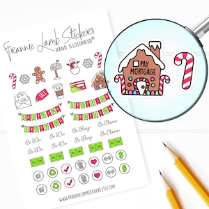 Kerstverscheidenheid Planner Stickers, Vakantiestickers voor Planners, Kalenders, Scrapbooks, Ambachten en meer