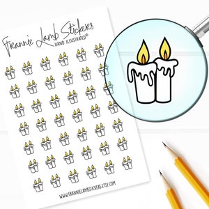 42 Clear Planner Stickers (1/2&quot; each), Melted Candle Stickers, Clear Stickers for Planners, Calendars and More