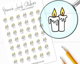 42 Clear Planner Stickers (1/2" each), Melted Candle Stickers, Clear Stickers for Planners, Calendars and More