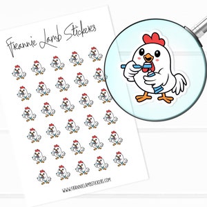 Leuke stickers borsteltanden kip (elk 1/2"), karweistickers, schattige personagestickers voor kalenders, planners, plakboeken, knutselen, enz.