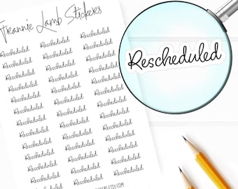 Rescheduled Planner Stickers, 39 Labels for Planners, Calendars and More, Color and Paper Options Available