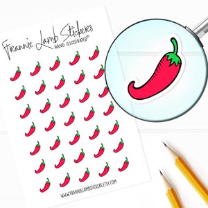 Adesivi peperoncino rosso (1/2" ciascuno), adesivi pianificatore, adesivi decorativi, adesivi alimentari per calendari, pianificatori, album di ritagli, artigianato e altro ancora